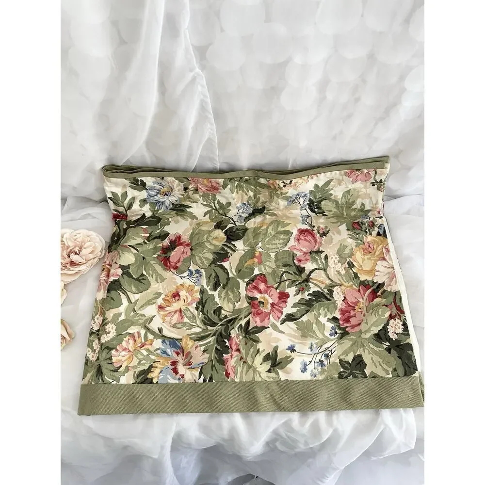 VTG Chintz Floral Valance Cottagecore Pink Green HUGE FLOWERS Country 104 X 23”